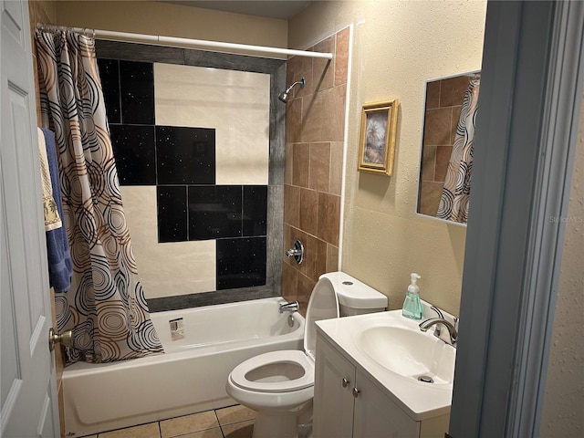 0000 157th St, Umatilla, FL 32784 - bathroom with shower / bath combo, a textured wall, vanity, and tile patterned floors