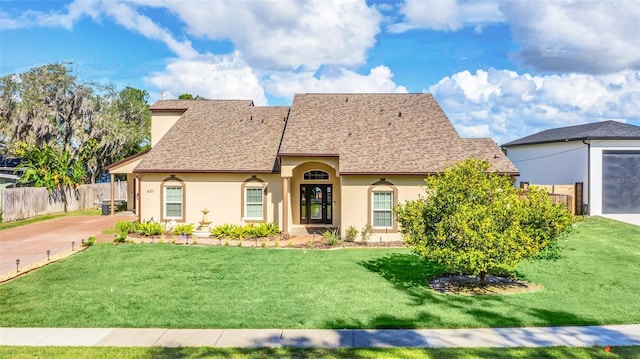 view of front of house featuring a front lawn