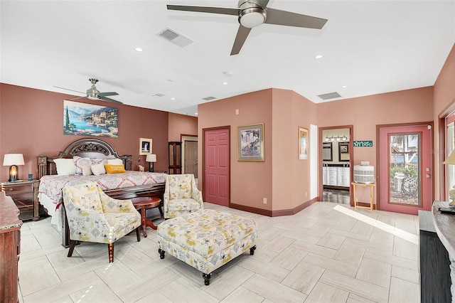 bedroom featuring ceiling fan