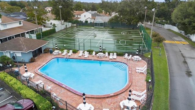 view of swimming pool featuring a patio