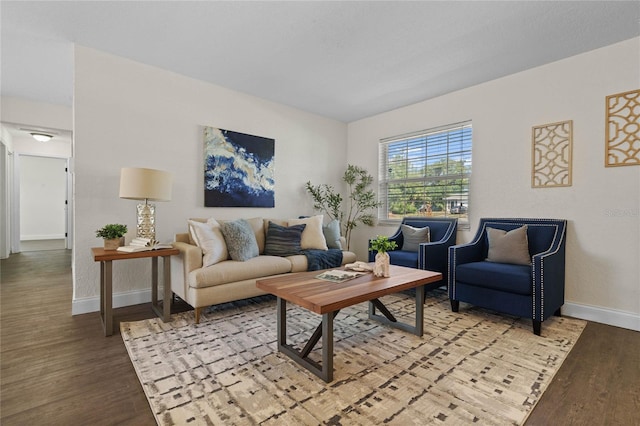 living room with hardwood / wood-style floors