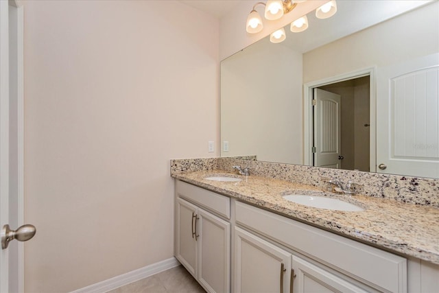 bathroom featuring vanity and tile patterned flooring