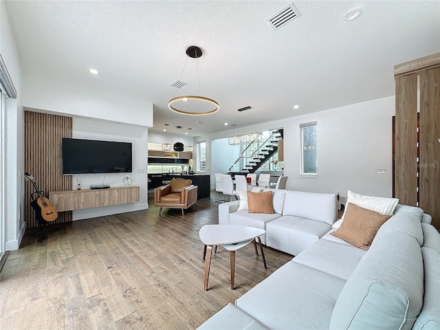 living room with wood-type flooring