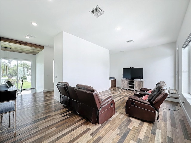 living room featuring wood-type flooring