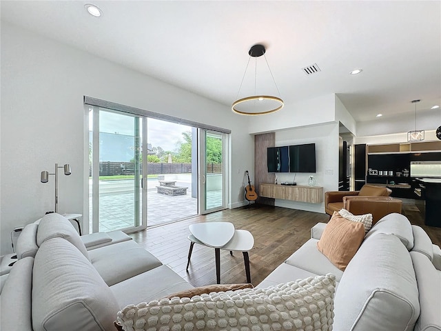 living room with hardwood / wood-style floors