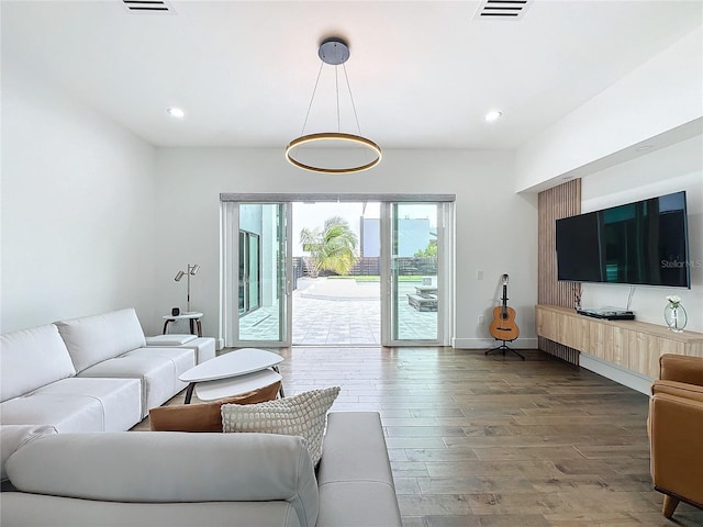 living room featuring wood-type flooring