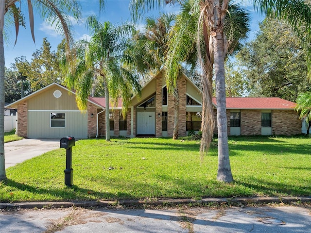 ranch-style house with a front lawn