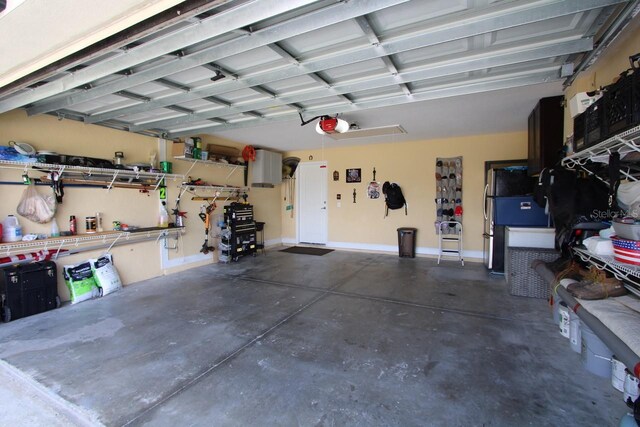 garage with a garage door opener