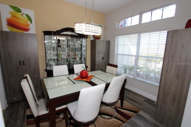 dining room with dark hardwood / wood-style flooring