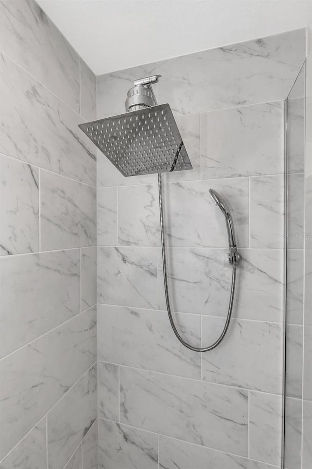 interior details with tiled shower