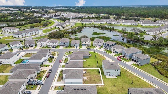 bird's eye view featuring a water view