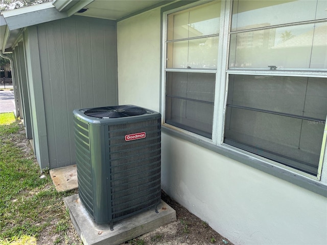 details with central AC and wooden walls