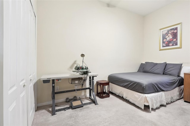 bedroom featuring a closet and carpet floors