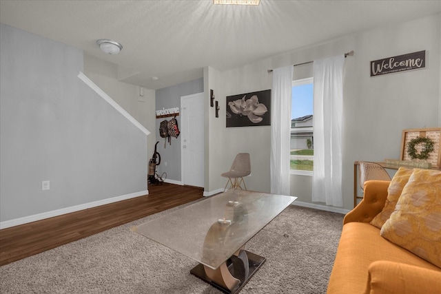 living room featuring dark hardwood / wood-style floors