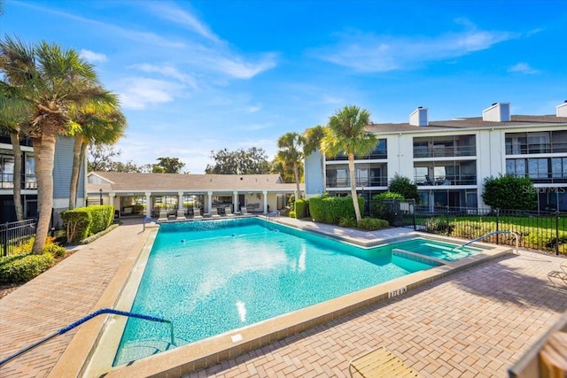 view of pool featuring a patio