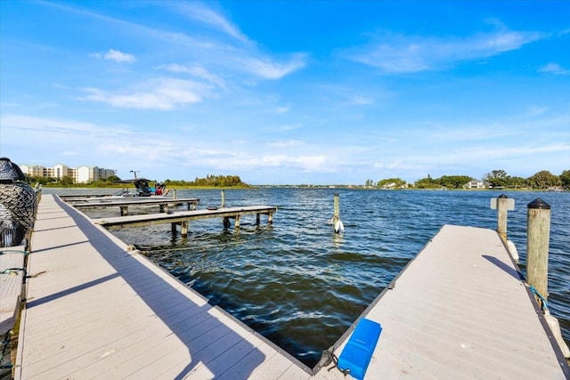 dock area featuring a water view