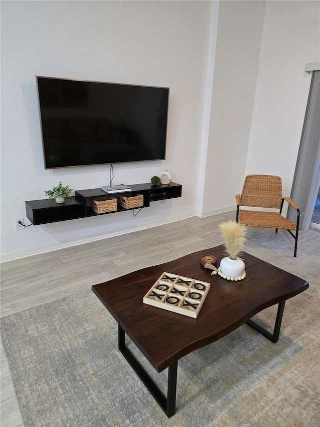 living room with light wood-type flooring