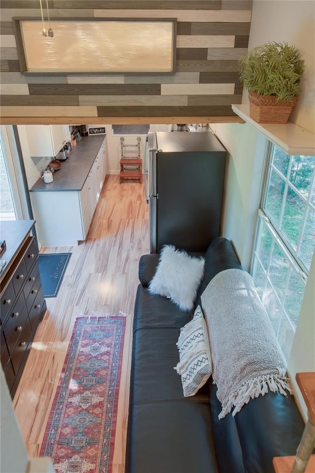 living room with light wood-type flooring