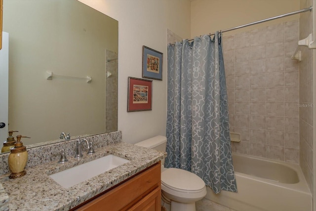 full bathroom featuring vanity, toilet, and shower / bath combo