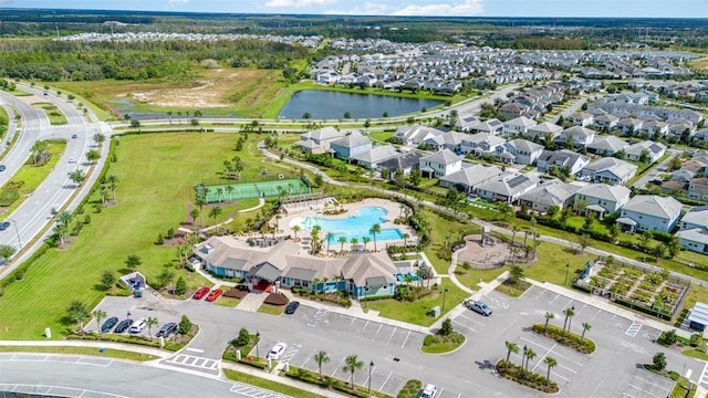 bird's eye view featuring a water view