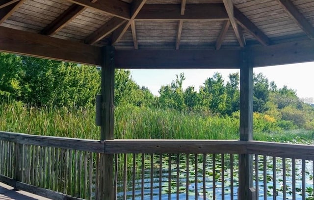 wooden deck featuring a gazebo