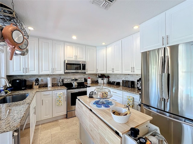 kitchen featuring white cabinetry, sink, and stainless steel appliances