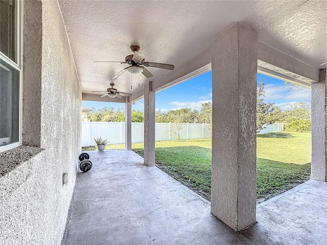 view of patio with ceiling fan