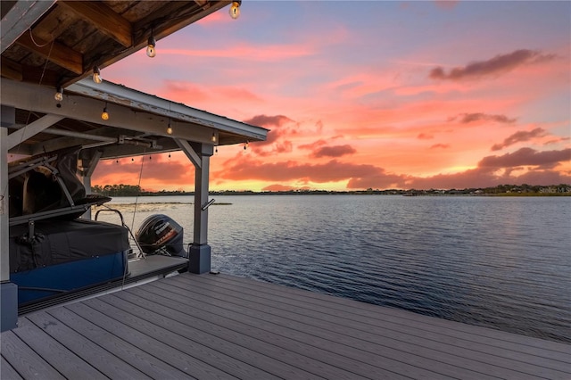 view of dock featuring a water view