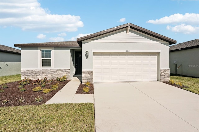 ranch-style house featuring a garage