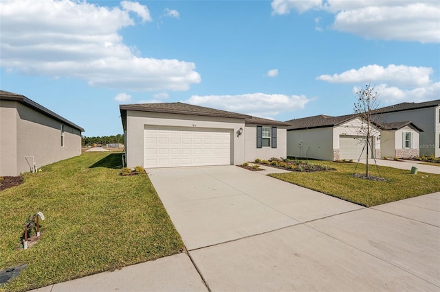 ranch-style house with a front lawn