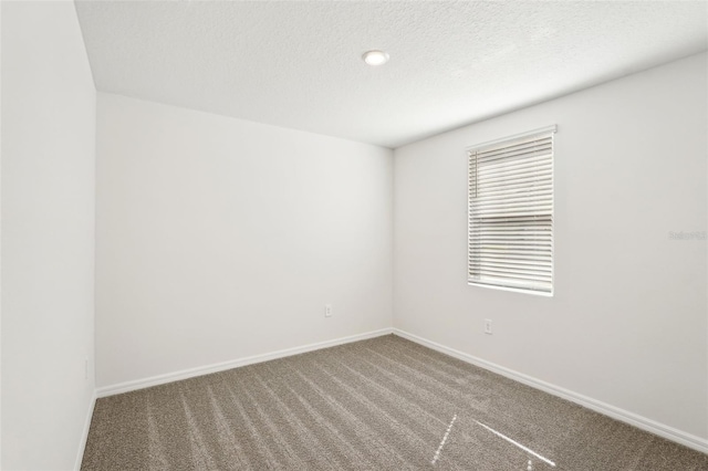 unfurnished room featuring carpet flooring and a textured ceiling