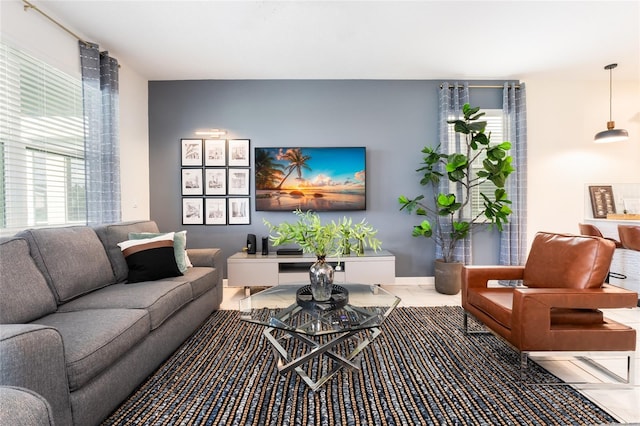 view of tiled living room