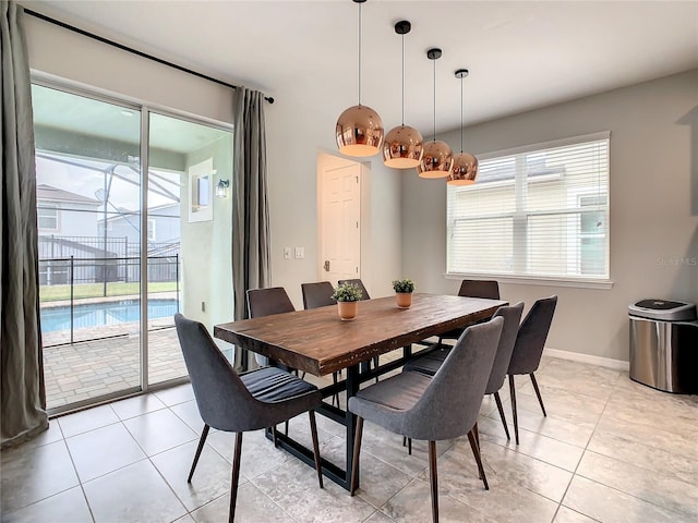 view of tiled dining space