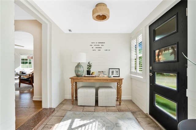 entrance foyer with light hardwood / wood-style floors