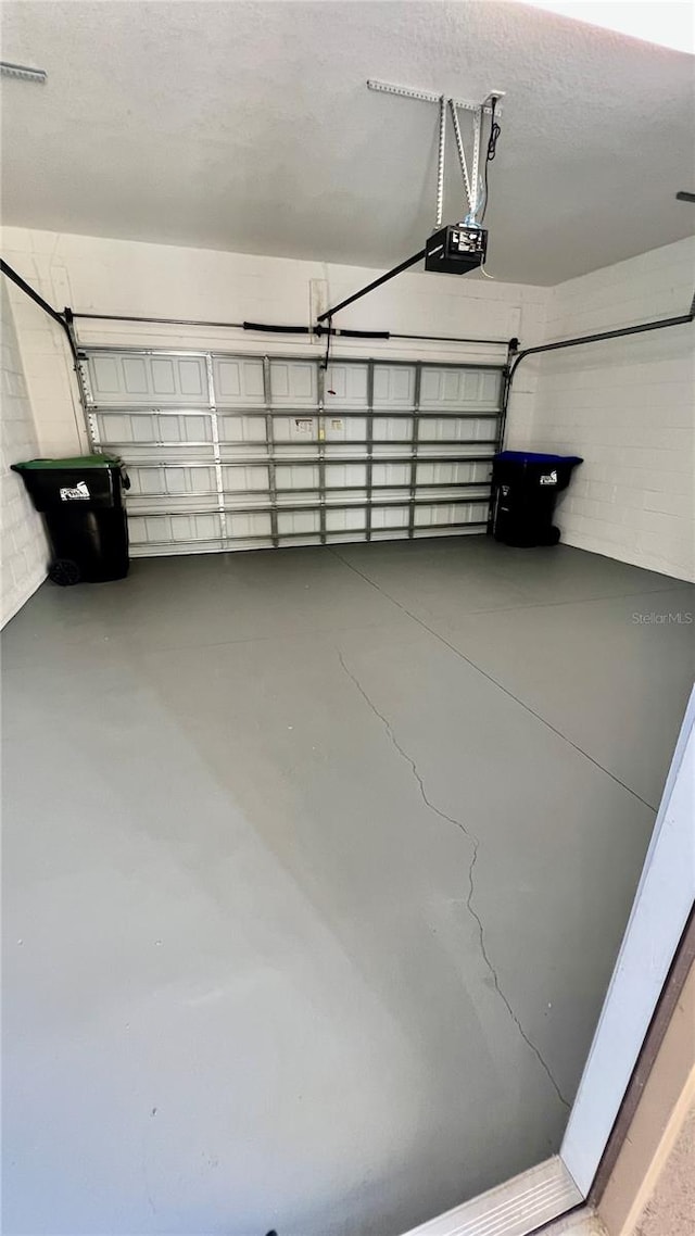 garage with a garage door opener