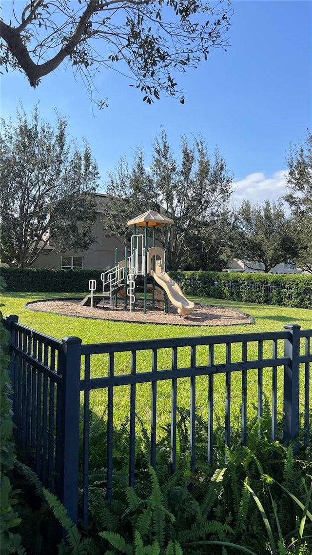 view of yard featuring a playground