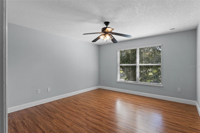 unfurnished room featuring hardwood / wood-style floors, a textured ceiling, and ceiling fan