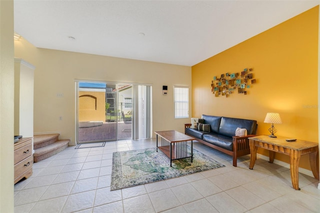 view of tiled living room