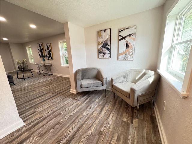 living area featuring hardwood / wood-style floors