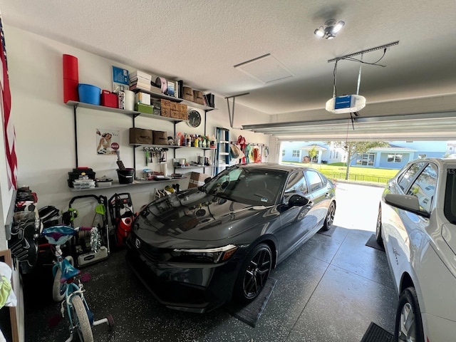 garage with a garage door opener