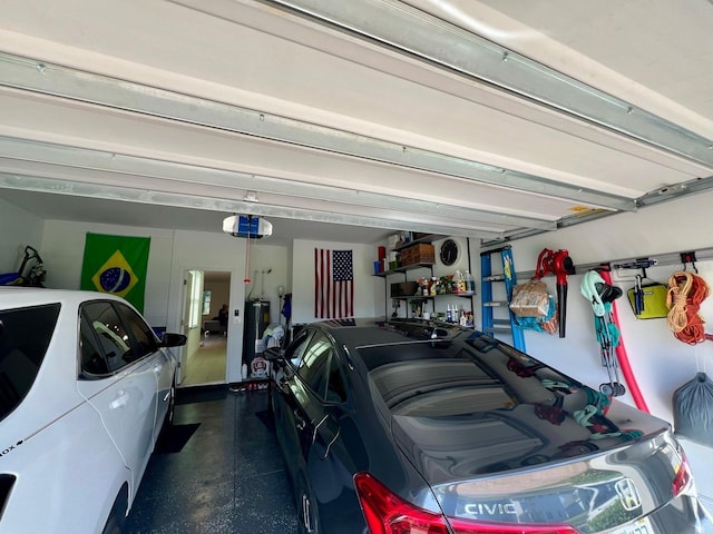 garage with a garage door opener