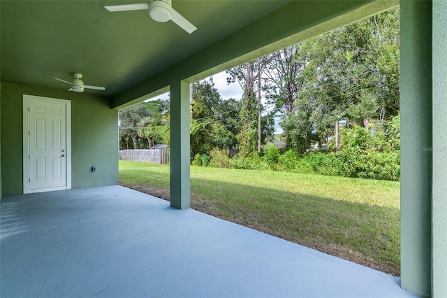 view of patio / terrace featuring ceiling fan