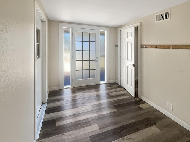 foyer entrance featuring dark hardwood / wood-style flooring