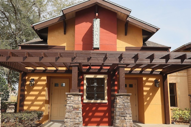 exterior space featuring a pergola