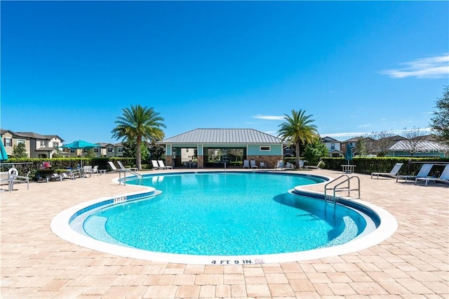 view of pool featuring a patio