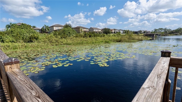 dock area featuring a water view