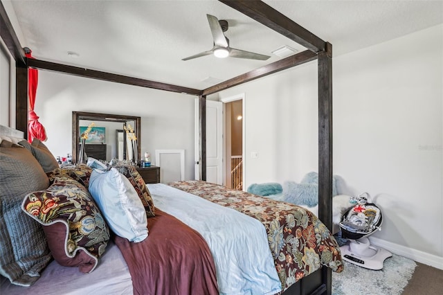 bedroom with carpet flooring and ceiling fan