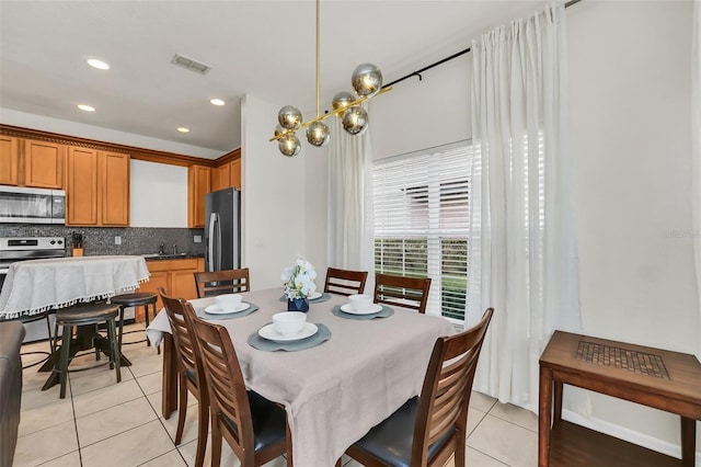 view of tiled dining room