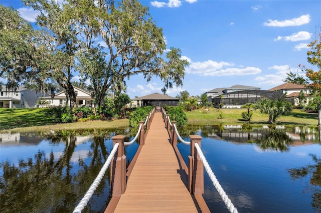 dock area featuring a water view