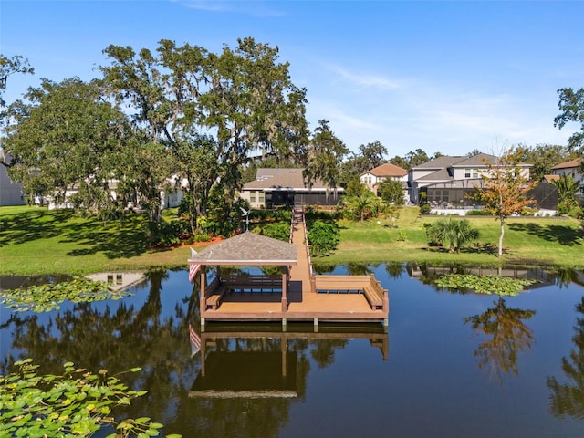 view of dock featuring a water view